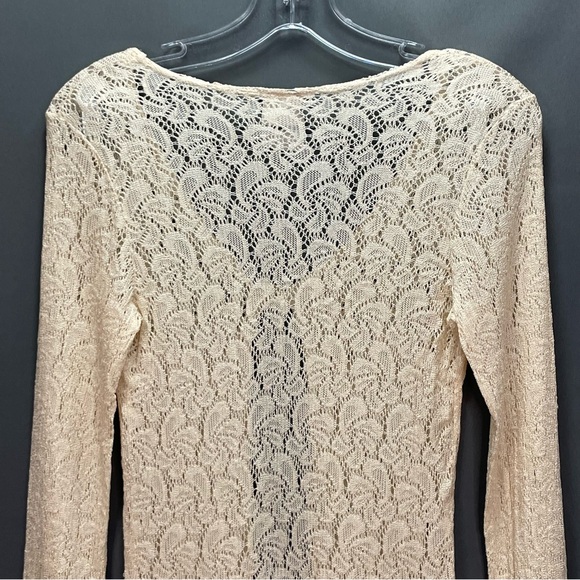 Vintage 60’s? Cream coloured button front cardigan paisley crocheted lace - Picture 3 of 13